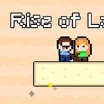 Dwóch pikselowych bohaterów stojących na platformie z tytułem Rise of Lava nad nimi