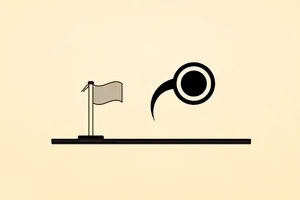 Czarno-biały symbol z okręgiem i zakrzywioną linią obok flagi na jasnożółtym tle