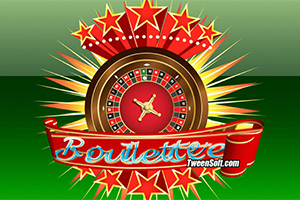 Koło ruletki z czerwonymi gwiazdami i promieniami na zielonym tle, otoczone czerwonym napisem