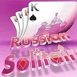 Karty do gry z motywem rosyjskim na różowym tle, z napisem Russian Solitaire