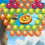 Dwóch kreskówkowych piratów z papugą i kolorowymi bańkami na tle morza i statku z dużym napisem Sea Bubble Pirates 3