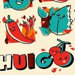Kolorowe, kreskówkowe ilustracje przedstawiające uśmiechnięte owoce i warzywa oraz napis Shuigo 2