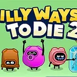 Kolorowe postacie w różnych pozach na zielonym tle z dużym napisem u góry