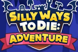Napis Silly Ways to Die: Adventure na tle z sylwetkami zamku i nietoperzy