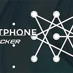 Grafika z napisem SMARTPHONE CRACKER i rysunkiem siatki połączonych białych punktów na ciemnym tle