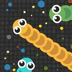 Kolorowe węże z dużymi oczami na czarnym tle z kolorowymi kropkami