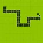 Czarny wąż z pikseli na zielonym tle w kratkę