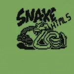 Czarno-biały rysunek węża z napisem SNAKE HTML5 na zielonym tle