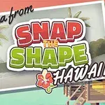 Pocztówka z napisem Aloha from Snap the Shape Hawaii, z tropikalnym motywem plaży i palm
