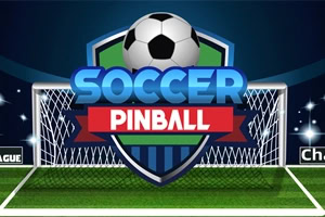 Napis Soccer Pinball na tle bramki piłkarskiej ze znakiem z piłką nożną