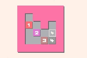 Różowa plansza z kolorowymi, ponumerowanymi kwadratami w różnych szarych przegródkach