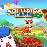 Kobieta w kapeluszu i ogrodniczkach stoi obok kosza z truskawkami, a obok niej siedzi kot; w tle znajdują się karty oraz kolorowe chorągiewki