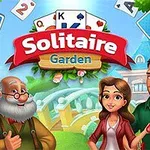 Postacie w ogrodzie z kartami do gry unoszącymi się w tle