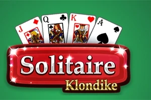 Cztery karty z talii (J, Q, K, A) na zielonym tle z napisem Solitaire Klondike