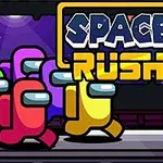 Kolorowe postacie w skafandrach kosmicznych biegną, a nad nimi znajduje się napis Space Rush
