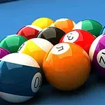 Kolorowe bile bilardowe ułożone na niebieskim stole