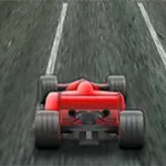 Czerwony samochód wyścigowy na torze widziany od tyłu