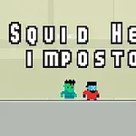 Dwóch pikselowych bohaterów, zielony i czerwony, stoi obok siebie na szarym tle, z dużym napisem w tle