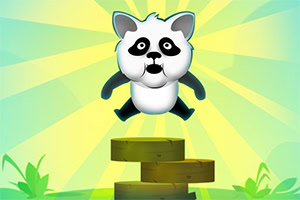 Postać pandy zawieszona nad stosami złotych bloków na tle w zielono-niebieskich odcieniach z dużym napisem STACK PANDA