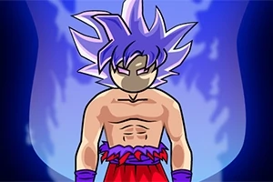 Postać z fioletowymi włosami i świecącym tłem, ubrana w czerwone spodnie i opaskę na nadgarstku