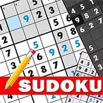 Plansze sudoku z różnymi układami liczb, ołówkiem i napisem SUDOKU na czerwonym tle