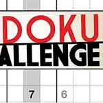Napis Sudoku Challenge w kolorach czerwonym i czarnym nad fragmentem planszy sudoku z liczbami