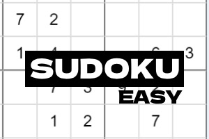 Plansza sudoku z napisem Sudoku Easy nałożonym na wierzch