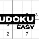 Plansza sudoku z napisem Sudoku Easy nałożonym na wierzch