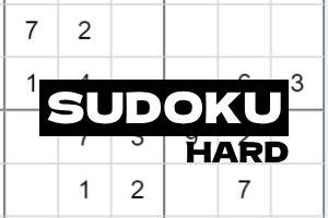 Plansza sudoku z napisem SUDOKU HARD na środku