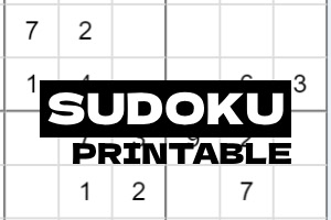 Sudoku z częściowo wypełnionymi polami i tekstem Sudoku Printable na czarnym tle