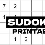 Sudoku z częściowo wypełnionymi polami i tekstem Sudoku Printable na czarnym tle