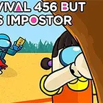 Postacie w kolorowych kombinezonach biegną po polu, podczas gdy dziewczyna w sukience stoi za drzewem z zasłoniętymi oczami