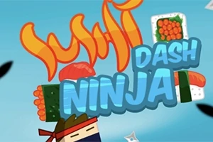 Sushi, ninja i różne rodzaje rolek sushi na tle niebieskiego nieba