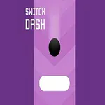 Czarna kula na fioletowym tle z białym prostokątem poniżej i napisami Switch Dash