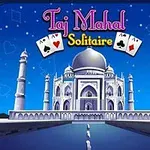 Animowana ilustracja przedstawiająca Tadż Mahal na tle nocnego nieba z kartami do gry i stylizowanym napisem u góry