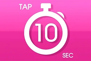 Stoper na różowym tle z numerem 10 i napisami TAP oraz SEC