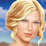 Blondynka z upiętymi włosami na tle nieba i odległych gór