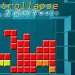 Kolorowe klocki w kształcie prostokątów układające się w poziomy wzór na niebieskim tle