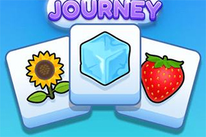 Kafelki z grafikami: słonecznik, kostka lodu i truskawka na niebieskim tle z napisem Journey u góry