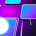 Jasno świecąca kula na tle fioletowych i niebieskich prostokątów