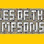 Napis TILES OF THE SIMPSONS złożony z małych obrazków postaci na żółtym tle