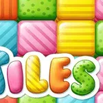 Kolorowe, wzorzyste kafelki z napisem Tiles w stylu kreskówkowym