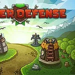 Ilustracja przedstawia fantastyczny krajobraz z wieżami obronnymi, łucznikiem i rycerzem na tle lasu i gór