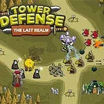 Strategiczna plansza z różnorodnymi wieżami obronnymi i wrogimi jednostkami, z kolorowym napisem u góry