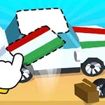 Rysunkowy biały samochód z odczepionymi panelami w barwach węgierskiej flagi oraz dużym, wskazującym na nie palcem