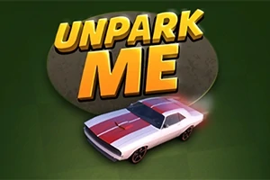 Napisy UNPARK ME nad białym samochodem z czerwonymi pasami na zielonym tle
