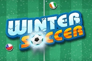 Logo z napisem Winter Soccer na zielonym tle z piłkarskimi symbolami, ozdobione elementami flag Czech i Irlandii
