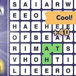 Łamigłówka słowna z literami w kratkach i animowanym napisem Cool!