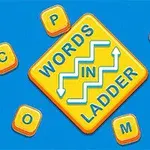 Żółto-niebieskie logo z literami w kształcie sześciokątów wokół napisu Words in Ladder