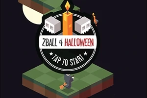 Logo z tekstem ZBall 4 Halloween na tle szachownicy z postacią czarownicy i księżycem w pełni